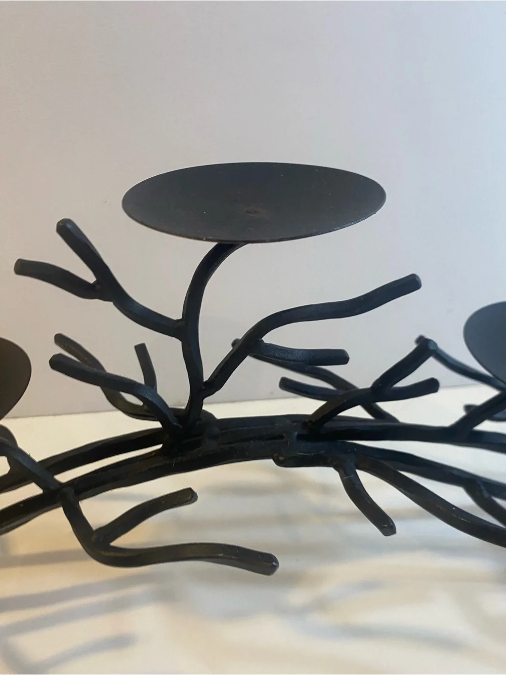 Vintage 5 Candle Black Cast Metal Tree Branch Table Centerpiece Candleholder